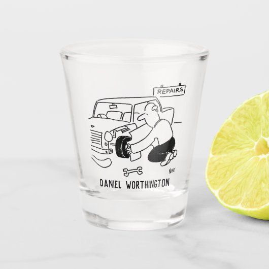 車の修理と修理。整備士 ショットグラス (正面)