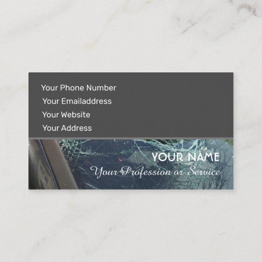 車の修理の専門家のための壊れた風防ガラス 名刺 (裏面)