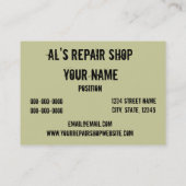 車の修理工場の名刺のテンプレート 名刺 (裏面)