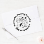 車の修理感謝していとサービスで支払い ラウンドシール (封筒)