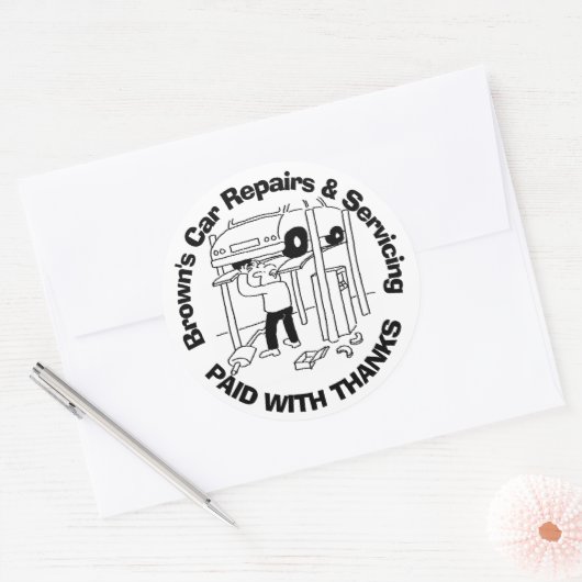 車の修理感謝していとサービスで支払い ラウンドシール (封筒)