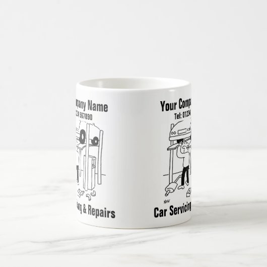 車の修理/修理マンガ コーヒーマグカップ (中央)