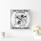 車の修理/修理用漫画 スクエア壁時計 (ホーム)