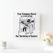 車の修理/修理用漫画 スクエア壁時計 (ホーム)