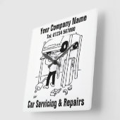 車の修理/修理用漫画 スクエア壁時計 (傾斜)