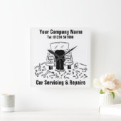 車の修理/修理用漫画 スクエア壁時計 (ホーム)