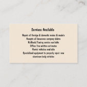 「車の修理？」 名刺 (裏面)