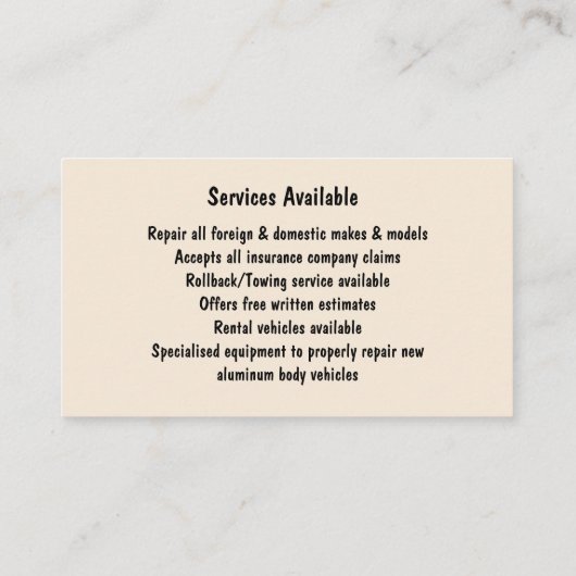 「車の修理？」 名刺 (裏面)