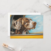 車の冒険アートプリントのぶち犬 カード (正面/裏面インサイチュ)