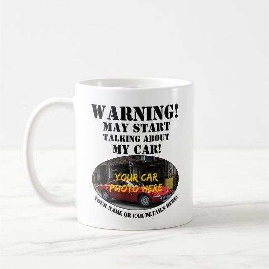 車の写真の名前を追加文字警告のTalk My Car コーヒーマグカップ (左)