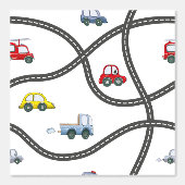 車の取り外し可能なピールアンドスティック男の赤ちゃん子供部屋 壁紙 (正面)