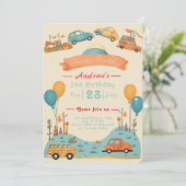 車の子供の誕生日テーマフラット招待状 招待状 (スタンド正面)
