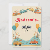 車の子供の誕生日テーマフラット招待状 招待状 (裏面)