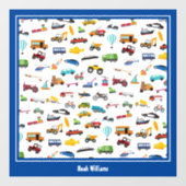 車の子供を動かす小さな男の子 ウィンドウサイン (シート)