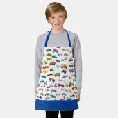 車の子供を動かす小さな男の子 エプロン (着用した状態)