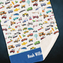 車の子供を動かす小さな男の子 シェルパブランケット