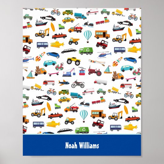 車の子供を動かす小さな男の子 ポスター (正面)