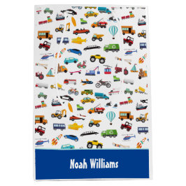 車の子供を動かす小さな男の子 ミディアムペーパーバッグ