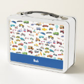 車の子供を動かす小さな男の子 メタルランチボックス (裏面)