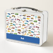 車の子供を動かす小さな男の子 メタルランチボックス (正面)