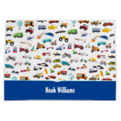 車の子供を動かす小さな男の子 ラージペーパーバッグ (正面)