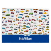 車の子供を動かす小さな男の子 ラージペーパーバッグ (裏面)