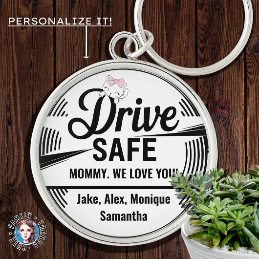 車の安全を愛しパーソナライズされたて、母への贈り物 キーホルダー