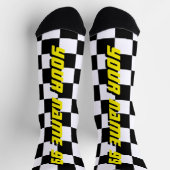 車の市松模様にレーシングカスタム旗 ソックス (上部)