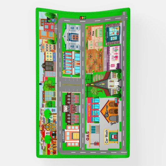 車の市街路2 1.2' x 4' 横断幕 (縦)