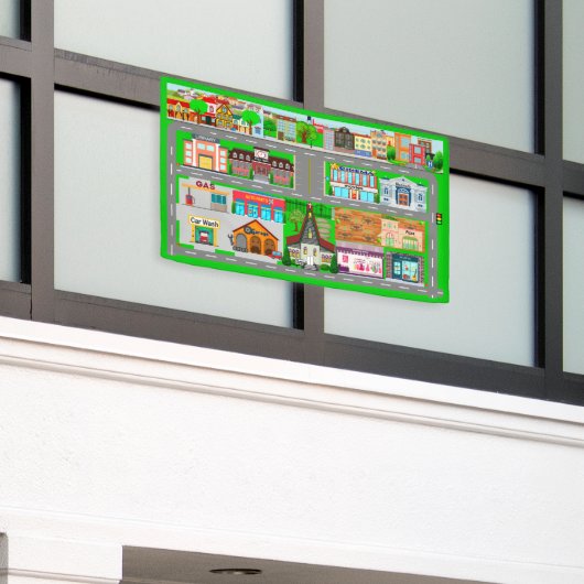 車の市街路2 1.2' x 4' 横断幕 (ビルの外側)