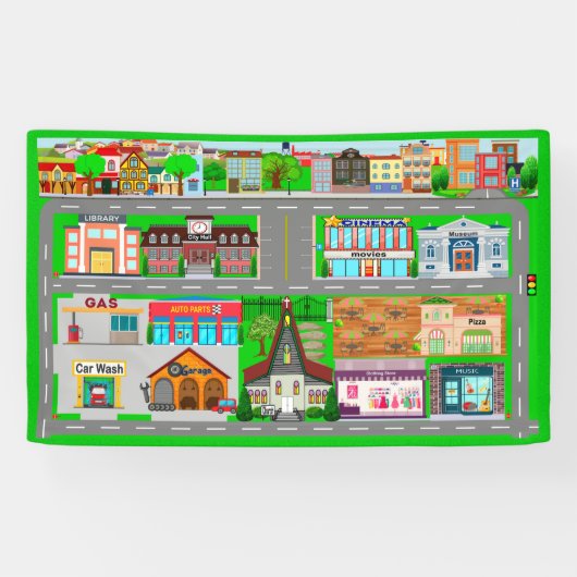 車の市街道路3x5バナー 横断幕 (横)