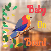 車の後部窓にしがみつく – ボード上のベビー – 鳥 ウィンドウサイン (シート2)