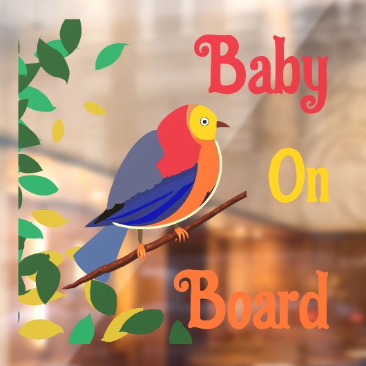 車の後部窓にしがみつく – ボード上のベビー – 鳥 ウィンドウサイン (シート2)