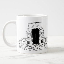 車の整備士イラストレーションオン ジャンボコーヒーマグカップ