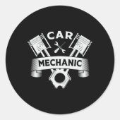 車の整備士エンジン整備士車おもしろいのギフトアイディア ラウンドシール (正面)