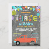 車の整備士ギアツールChalkboard誕生日 招待状 (正面)
