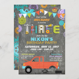 車の整備士ギアツールChalkboard誕生日 招待状