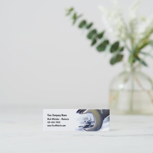 車の整備士レンチズミニ名刺 スキニー名刺 (スタンド正面)