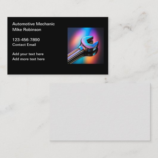 車の整備士名刺のカラフルデザイン 名刺 (正面/裏面)