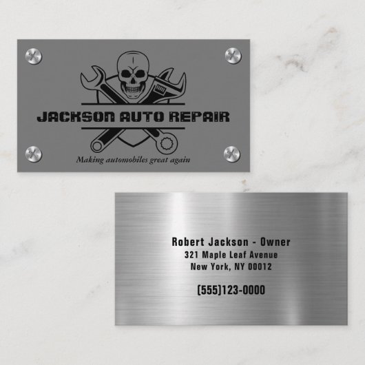 車の整備士自動修理スカルレンチ 名刺 (正面/裏面)
