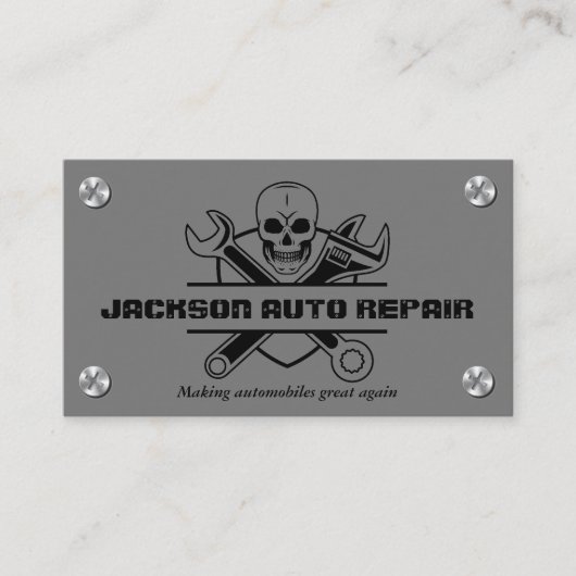 車の整備士自動修理スカルレンチ 名刺 (正面)