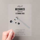 車の整備士車のツールボーイバースデーパーティー アクリル招待状 (インサイチュ (ポータブル))