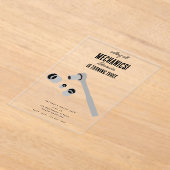 車の整備士車のツールボーイバースデーパーティー アクリル招待状 (レイダウン)