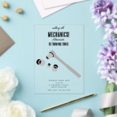 車の整備士車のツールボーイバースデーパーティー アクリル招待状 (インサイチュ (ウェディング))