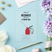 車の整備士車のツールボーイバースデーパーティー アクリル招待状 (インサイチュ (ウェディング))