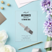 車の整備士車のツールボーイバースデーパーティー アクリル招待状 (インサイチュ (ウェディング))