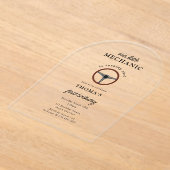 車の整備士車のツールボーイ子供の誕生日 アクリル招待状 (レイダウン)