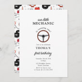 車の整備士車のツールボーイ子供の誕生日 招待状 (正面/裏面)