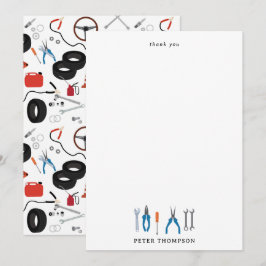 車の整備士車のツール サンキューカード