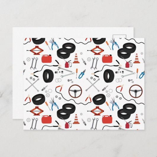 車の整備士車のツール シーズンポストカード (正面/裏面)